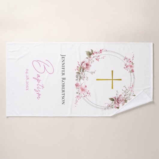 Lilac and Pink Flowers Orthodox Baptism Gift       Badhanddoek (Badhanddoek)