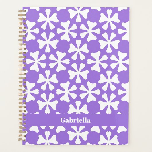 Lilac and White Modern Geometric Floral Pattern (Devant)