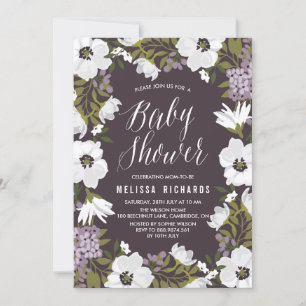 Lilac Anemone Blooms Baby shower Invitation