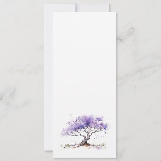 Lilac Aquarelle Jacaranda Arbre Mariage Carte Menu (Dos)