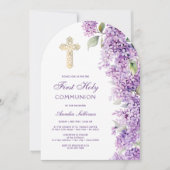 Lilac Arch First Communion Invitation (Devant)