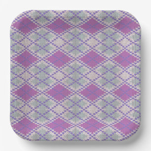 LILAC ARGYLE BREISEL 23CM Papieren Borden Bordje