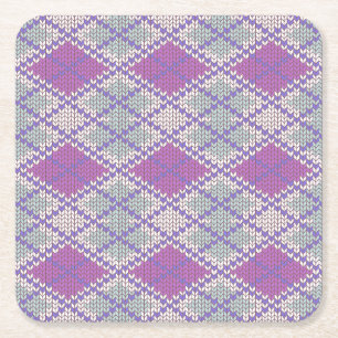 LILAC ARGYLE BREISEL Vierkante Papieren Onderzette Kartonnen Onderzetter