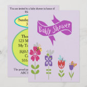 Lilac Baby Shower Viering Design Kaart (Voorkant / Achterkant)