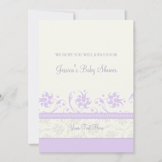Lilac Blanc Floral Custom Baby Shower Invitations (Devant)