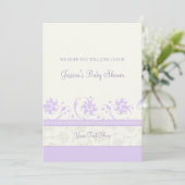 Lilac Blanc Floral Custom Baby Shower Invitations (Debout devant)
