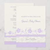 Lilac Blanc Floral Custom Baby Shower Invitations (Devant / Derrière)