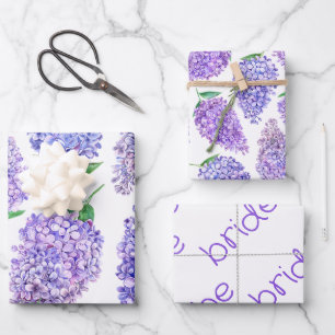 Lilac Bloesem Lente Bruidsdouche Inpakpapier Vel