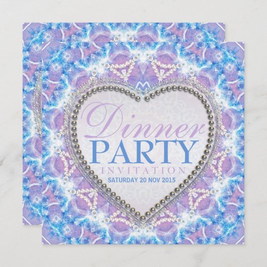Lilac Blue Bohemian Glow Diner fêtes Invitations (Devant / Derrière)
