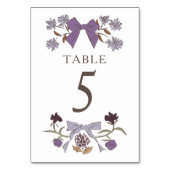 Lilac Boho Bows Mariage Numéro de table (Dos)