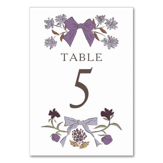 Lilac Boho Bows Mariage Numéro de table (Dos)