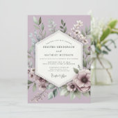 Lilac Botanical Meadow Wedding Kaart (Staand voorkant)