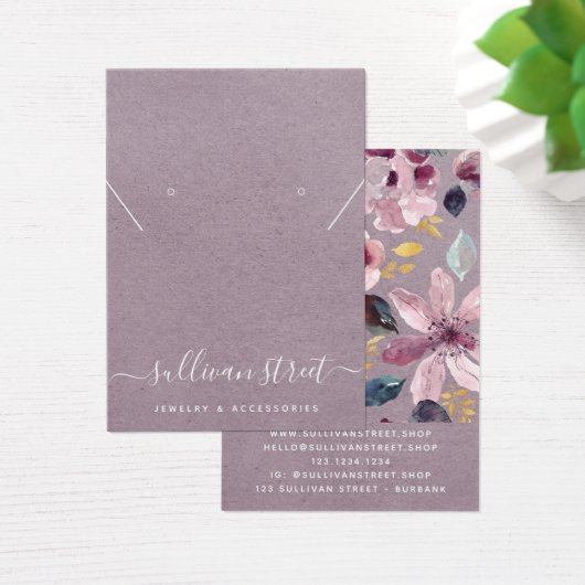 Lilac Boucles d'oreilles florales Collier Carte d' (Bureau)