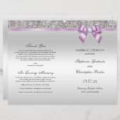 Lilac Bow Sequins d'argent Mariage programme de cé (Devant / Derrière)