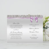 Lilac Bow Sequins d'argent Mariage programme de cé (Debout devant)