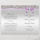 Lilac Bow Sequins d'argent Mariage programme de cé (Devant)