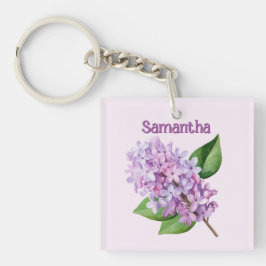 Lilac Branch on Soft Pink Background Sleutelhanger