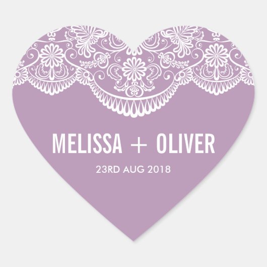 Lilac Brocade Lace | Sticker Coeur Mariage (Devant)