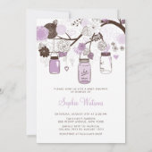 Lilac & Brown Mason Jars Bébé Douche Invitations (Dos)