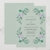 Lilac Celadon Leaf Bruiloft Kaart (Voorkant / Achterkant)