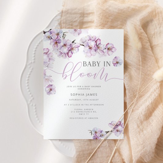 Lilac cerisier bébé en fleurs invitation