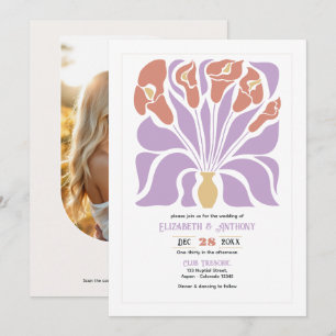 Lilac & Clay Rose Abstracte Bloem Boho Bruiloft Kaart