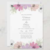 Lilac Cosmos Fleurs mariage invitations (Devant)