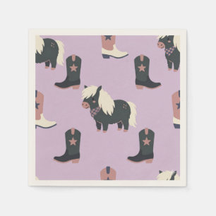 Lilac Cowgirl Pony & Boots Papieren Servetten