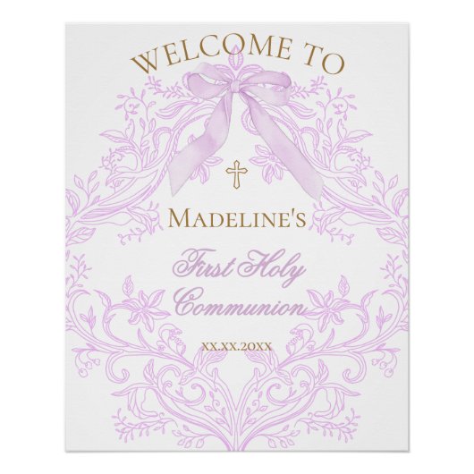 lilac design First Holy Communion welcome sign   Perfect Poster (Voorkant)