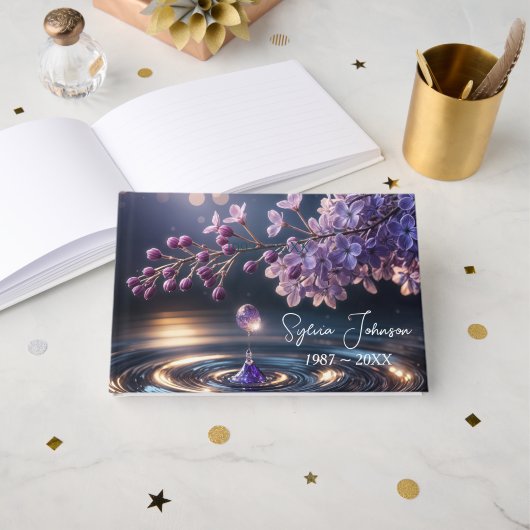 Lilac Dewdrop For Memorial Service Gastenboek (Voorkant open)