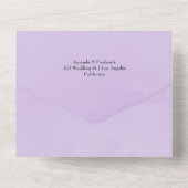 Lilac en houtskool bloemige bruiloft all in one uitnodiging (Achterkant)