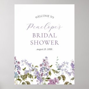 Lilac en Lavendel Bloemen Bruidsdouche Welkom Poster