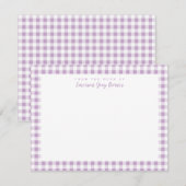 Lilac En vichy Vérifier la carte de papeterie pers (Devant / Derrière)