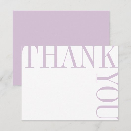 Lilac et blanc Moderne Grand texte Merci Note (Devant / Derrière)
