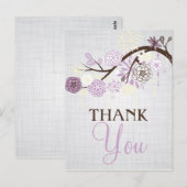 Lilac et Fleurs de Crème Carte Post Merci rustique (Devant / Derrière)