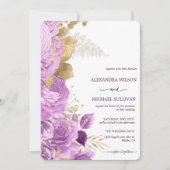 Lilac et or Floral Élégant mariage Invitation (Devant)