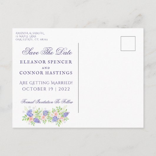 Lilac et Peony Sophisticated Faire-part de mariage (Dos)