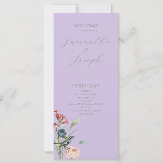 Lilac et Sage Green Garden Programme de mariage (Devant)