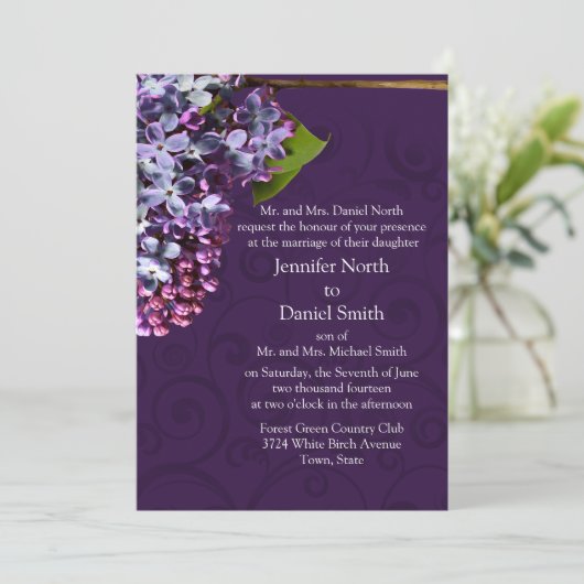 Lilac Faire-part de mariage (Debout devant)