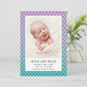 Lilac Faire-part de naissance quadrefoil Turquoise (Debout devant)