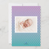 Lilac Faire-part de naissance quadrefoil Turquoise (Dos)