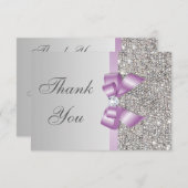 Lilac Faux Bow Merci de diamants en argent (Devant / Derrière)