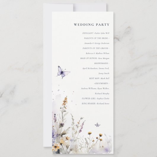 Lilac Fleur sauvage Butterfly Garden Programme (Dos)