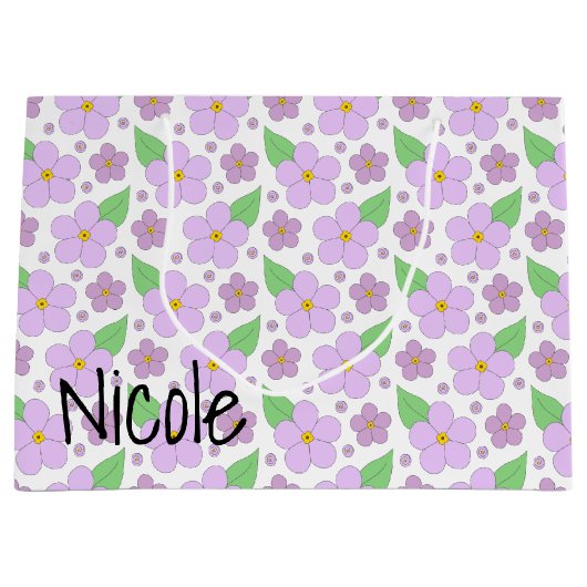 Lilac Fleurs Grand Sac Cadeau (Devant)