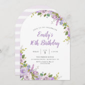 Lilac Floral Anniversaire Fête Invitation (Devant / Derrière)