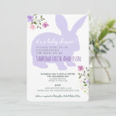 Lilac Floral Bunny Baby shower Invitation (Debout devant)