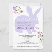 Lilac Floral Bunny Baby shower Invitation (Devant)
