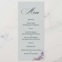 Lilac floral Elegant Calligraphy Menu