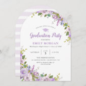 Lilac Floral Graduation Party Invitation (Devant / Derrière)