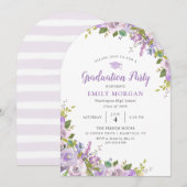 Lilac Floral Graduation Party Invitation (Devant / Derrière)
